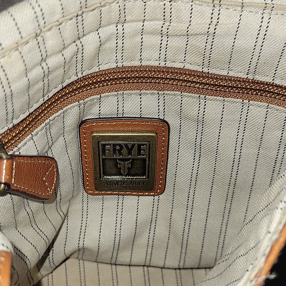 Frye Studded Brown Leather Buckle Crossbody Shoulder Bag Purse Handbag - Picture 15 of 16
